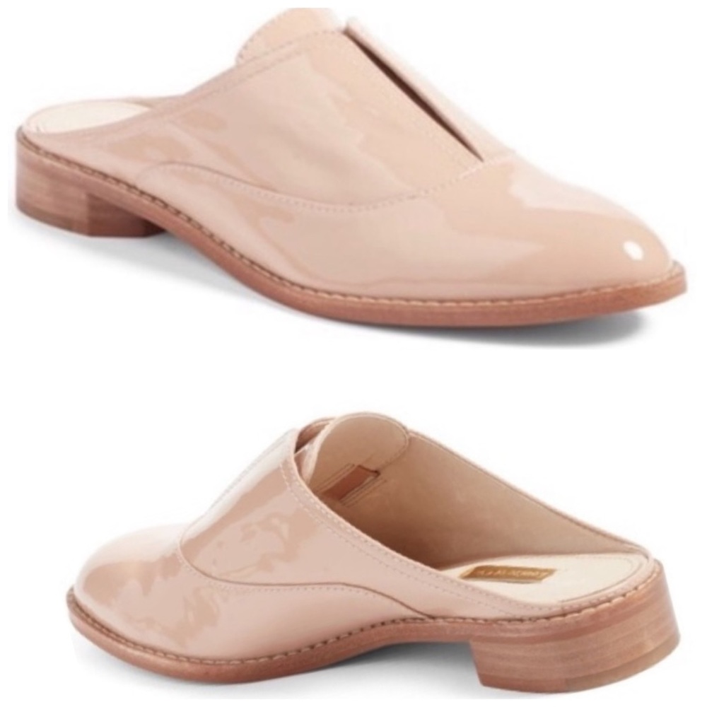 Louise Et Cie Patent Leather Nude Slide On Loafers